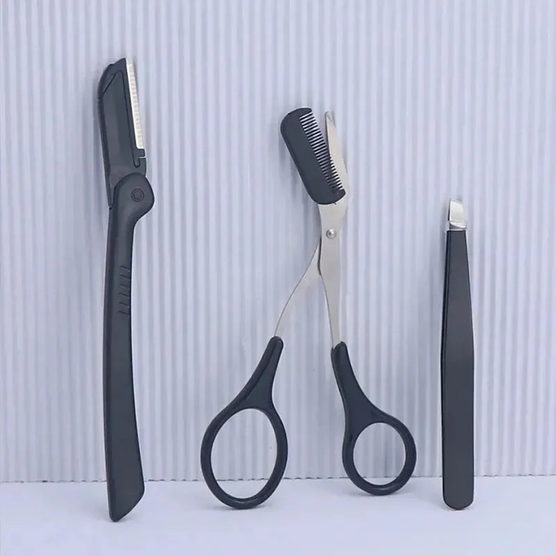 1/3pcs stainless steel eyebrow clip comb Scissors Eyebrow trimmer
