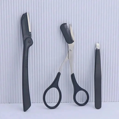 1/3pcs stainless steel eyebrow clip comb Scissors Eyebrow trimmer