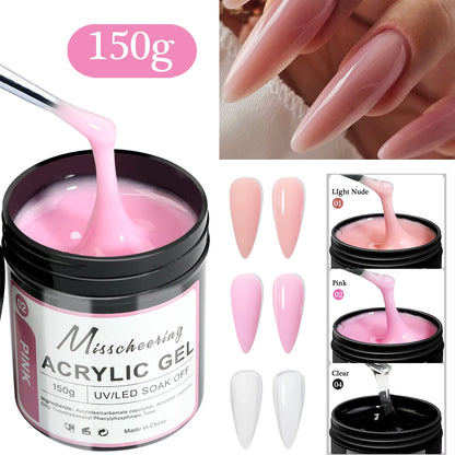 2/3Jars Poly Nail Gel UV LED Cured Builder Nail Gel Set Light Nude