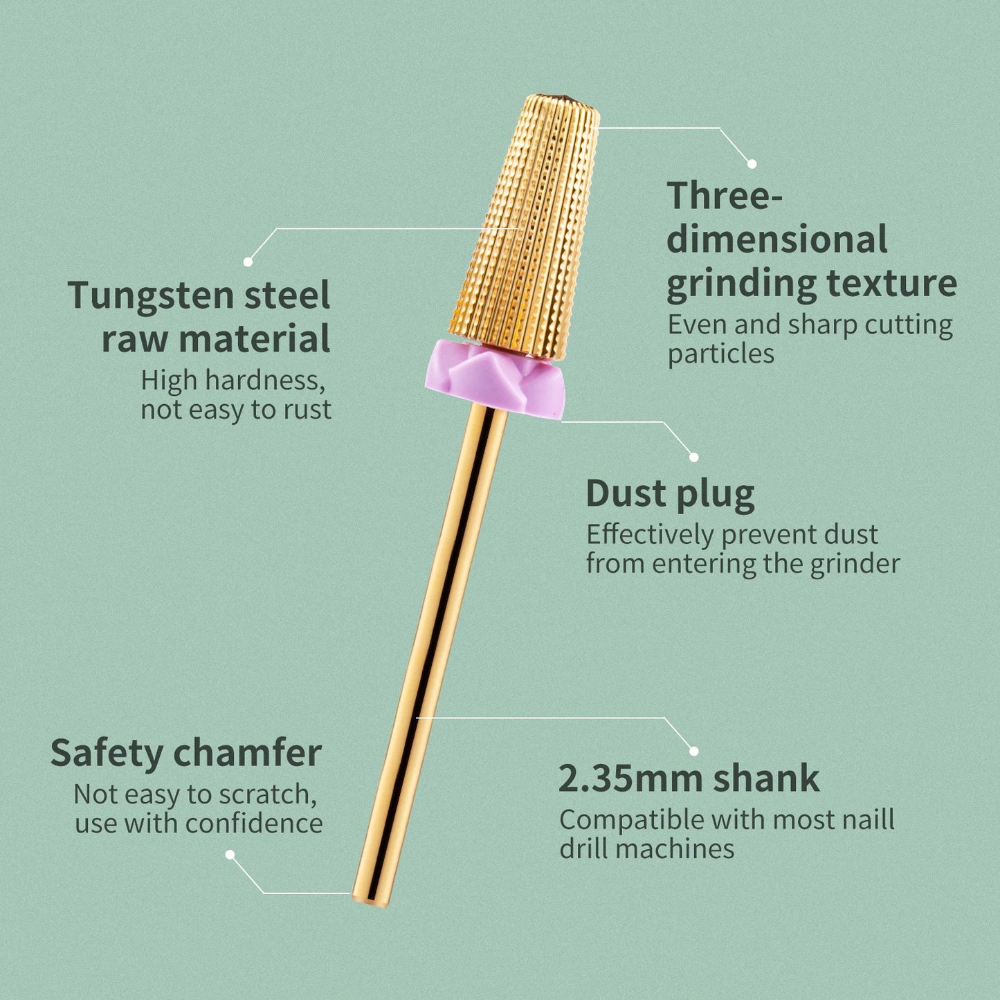 5 In 1 Tungsten Carbid Nail Drill Bits Milling Cutter For Remove Nail