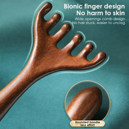 6-Claw Head Massager Wooden Meridian Massage Comb Body Gua Sha Tool