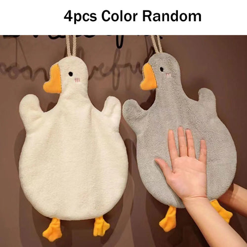 2pcs Cartoon Goose Hand Towel Kitchen Bathroom and Toilet Hand Towel