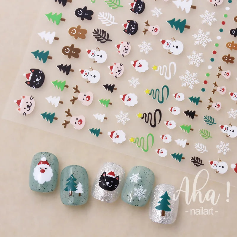 Winter Christmas Atmosphere Nail Stickers Snowman Snowflake Wapiti