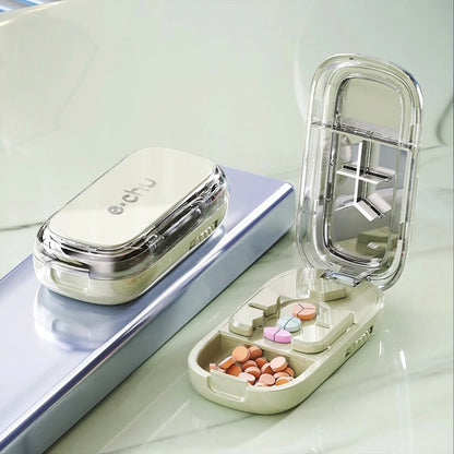 1/2 and 1/3 Adjustable Pill Cutter Storage Box Portable Drug Tablet