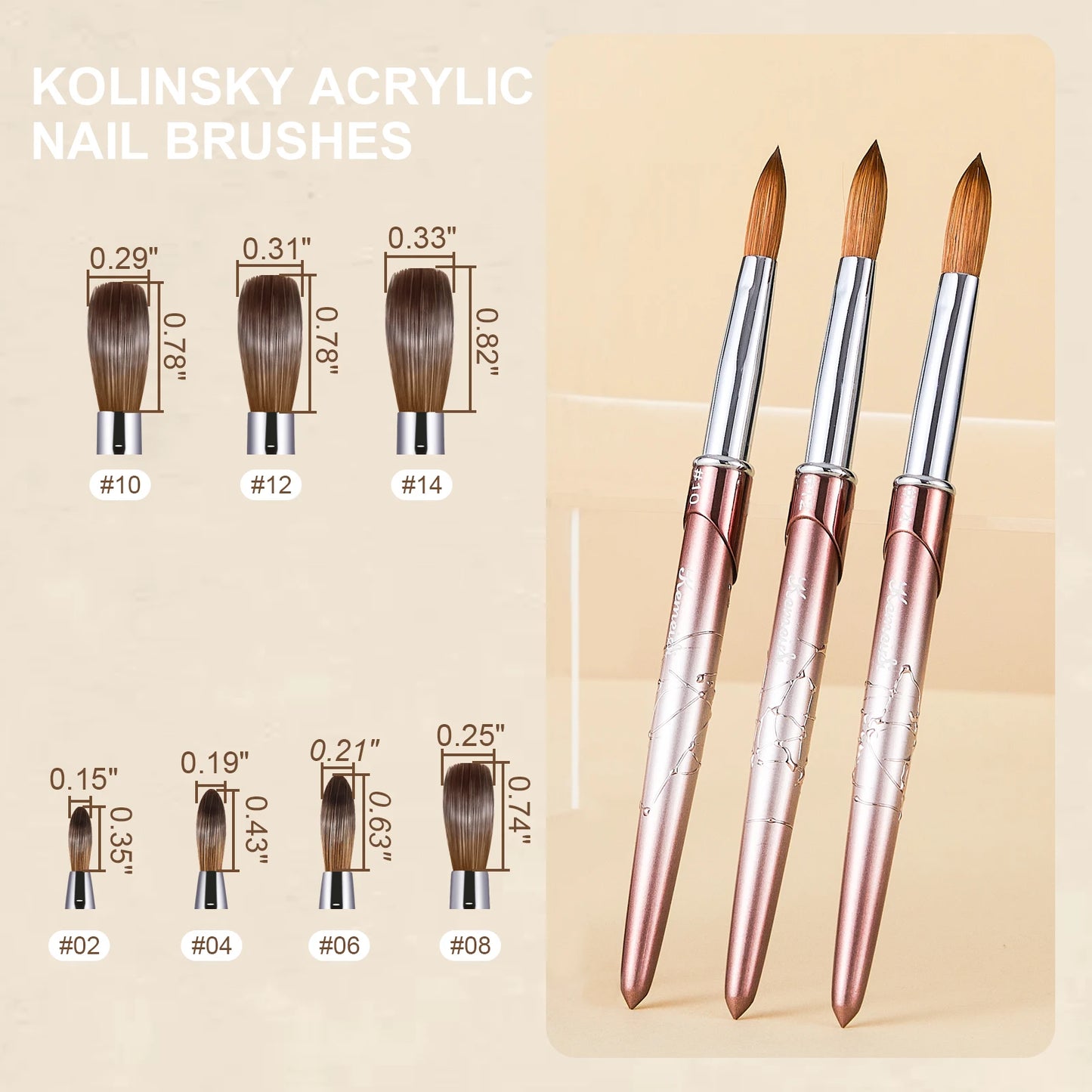 Kolinsky Acrylic Nail Brush Kolinsky Hair Bristles Round Shaped Handle