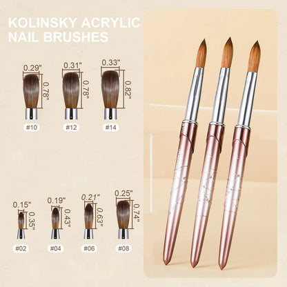 Kolinsky Acrylic Nail Brush Kolinsky Hair Bristles Round Shaped Handle