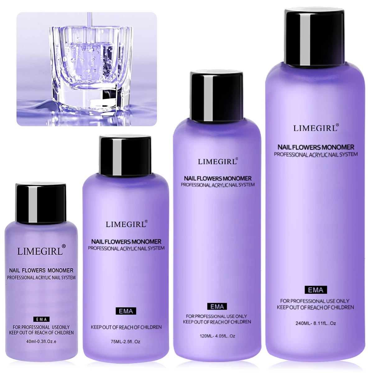 Limegirl Large Capacity Nail Acrylic Liquid Monomer Crystal