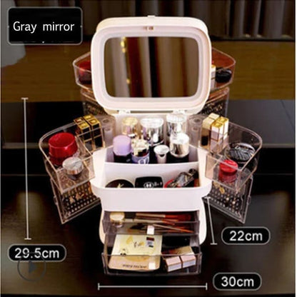 Led Makeup Mirror With Light Cosmetic Storage Box