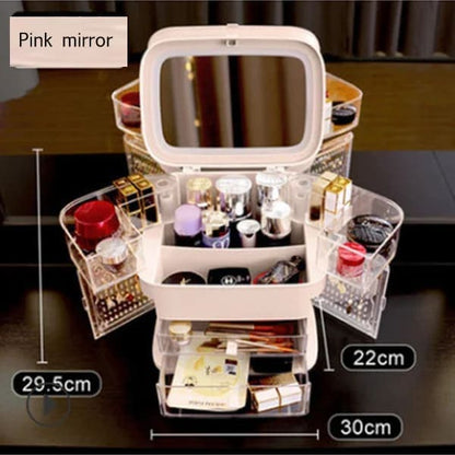 Led Makeup Mirror With Light Cosmetic Storage Box