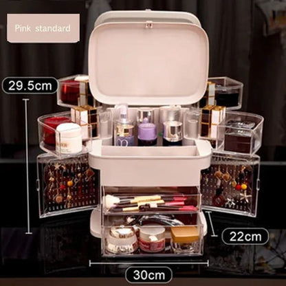 Led Makeup Mirror With Light Cosmetic Storage Box