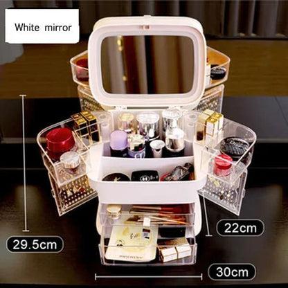 Led Makeup Mirror With Light Cosmetic Storage Box